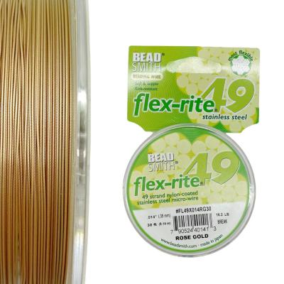 Тросик ювелирный, цвет РОЗОВОЕ ЗОЛОТО, 0.35 Flexrite 49, катушка