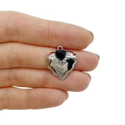 Подвеска Сердце, черное, серебристое, 22х20 мм, 27.46