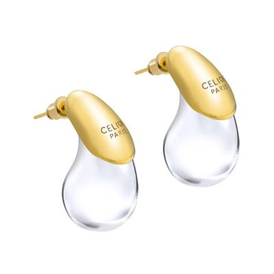 Серьги пусеты капли Celine с заглушками, золотистые, 1.ПС
