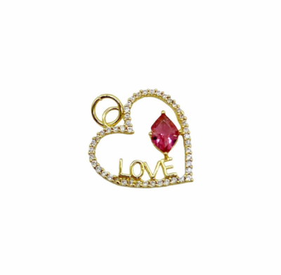 Подвеска Сердце "LOVE", золотистая, 16х15 мм, 1.31