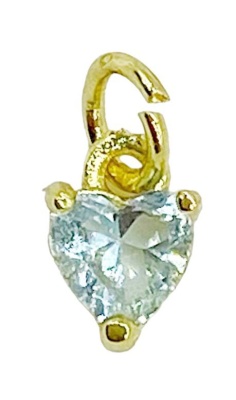 Подвеска Сердечко мини, аква, золотистое, 7х5 мм, К18.в2