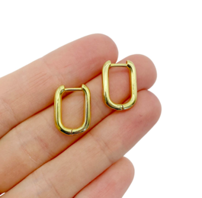 Серьги Бублики конго, прямоугольные, золотистые, 16х13 мм, 13.16