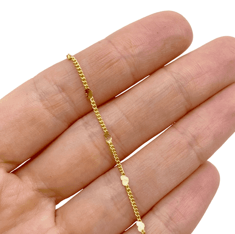 Цепочка тонкая сердечки, 1.5 мм, латунь, золотистая, 50 см Ц.10