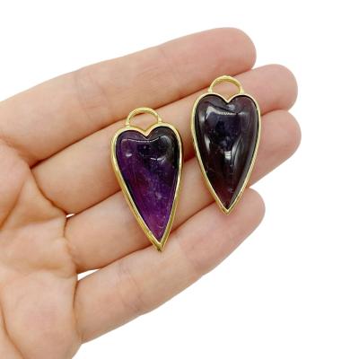 Подвеска Сердце острое, аметист, 37х19 мм, 9.61