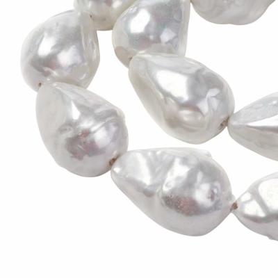 Бусина Жемчуг Shell Pearl имитация, барочная, белый, 23х17 мм 30.71