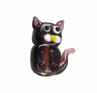 Бусина Кошка сиреневый, Лэмпворк, 20x18 мм, 21.38