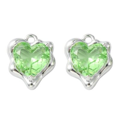 Подвеска Сердце, серебристое, зеленый, 16.5x6.5 мм, М.0