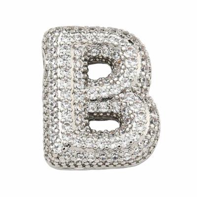 Подвеска Буква B инкрустированная, серебристая 20 мм, 12.13