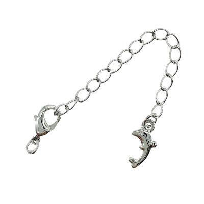 Замок Карабин с цепочкой, дельфин, 10х5 мм, серебристый