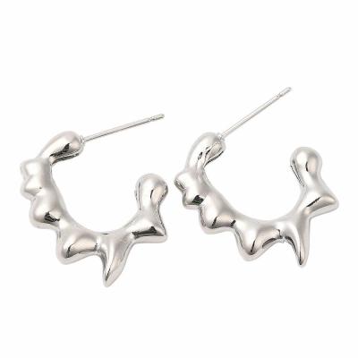 Серьги полукольца Тающие, серебристые, 24х4 мм