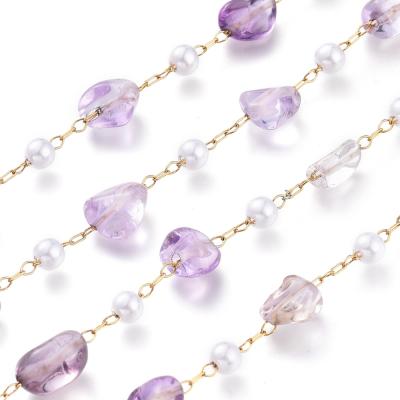 Цепочка с Аметрином, золотистая, 50 см, Ц 44