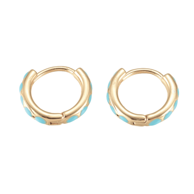 Серьги Конго, Бирюзовый, эмаль, 14 мм, золотистый, 13.57