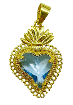Подвеска Сердце Мексики, синий, 28х20 мм 34.43