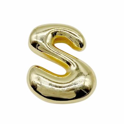Бусина Подвеска Буква S объёмная, золотистая 20 мм