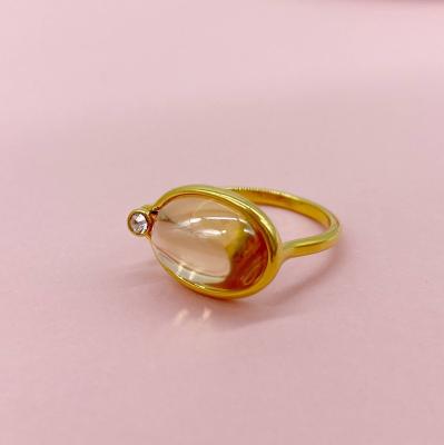 Кольцо овальное, золотистое, персиковый СТ.14