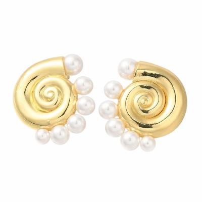 Серьги пусеты Аммонит с заглушками, 29x26 мм, 17.15