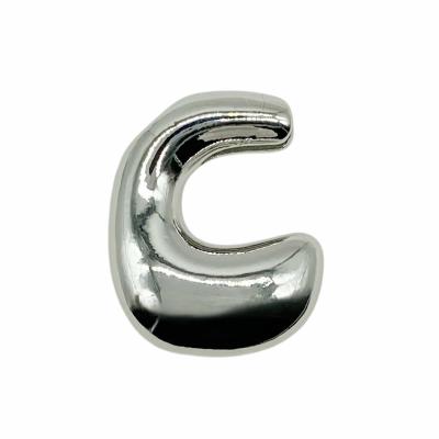 Бусина Подвеска Буква C объёмная, серебристая 20 мм