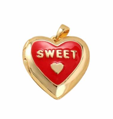 Подвеска Медальон сердце Sweet, красный, золотистый, 18 мм 0.1.В.55