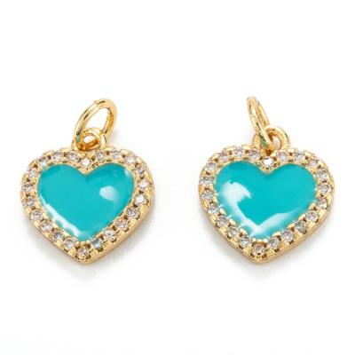 Подвеска Сердце, бирюзовая эмаль, 12х11 мм, М.0