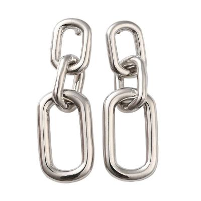 Серьги Звенья Цепи, 30x10 мм, серебристые, 14.49