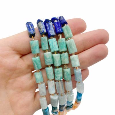 Микс камней, колонна, 12х6 мм, нить 19 см, НП.B1.19