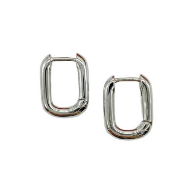 Серьги Бублики конго, прямоугольные, серебристые, 16х12 мм, 13.17