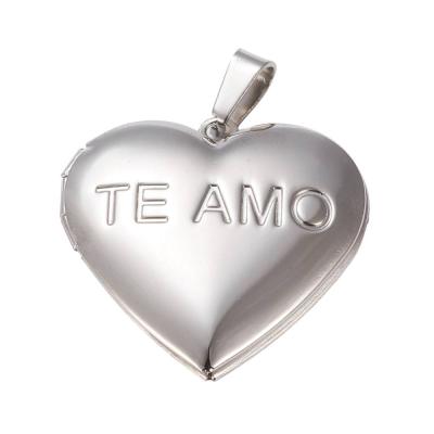 Подвеска Медальон Сердце Te Amo, сталь 29 мм