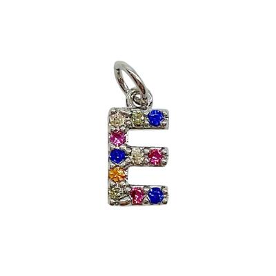 Подвеска Буква "E", серебристая, 9х5 мм, 12.41