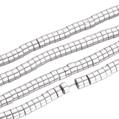 Гематит серебристый, рондель, 4х2 мм, нить 39 см