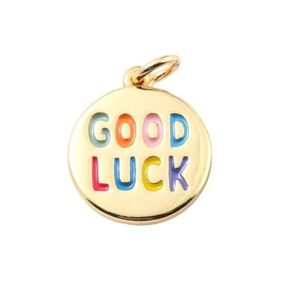 Подвеска Монета GOOD LUCK, эмаль, 14х16 мм, 22.310