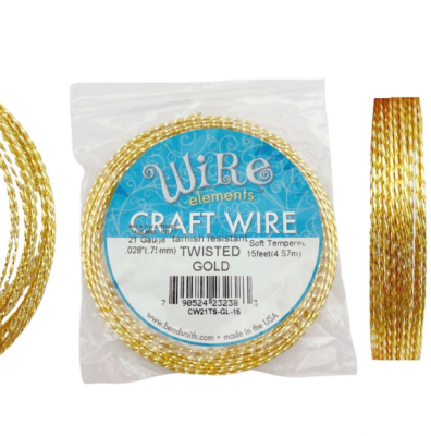 Проволока Craft Wire 21 Ga квадратная Twisted Gold (CW21R-TG-15)