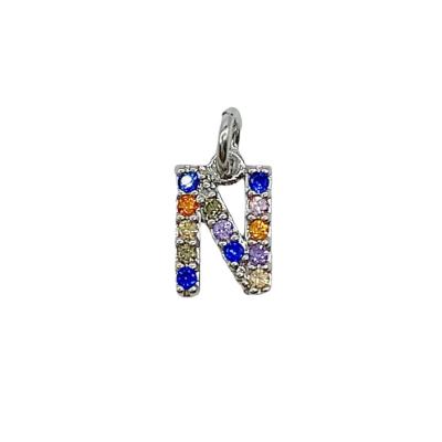 Подвеска Буква "N", серебристая, 9х6 мм, 12.51
