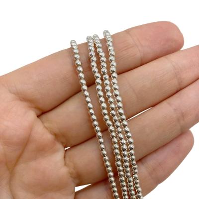 Гематит серебристый, шар, 2 мм, нить 39 см А2.28
