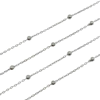 Цепь с бусинами шариками, серебристая, 50 см
