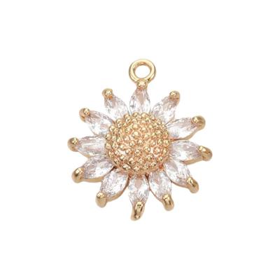 Подвеска Цветок ромашка, фианиты, 20х18 мм, 2.33