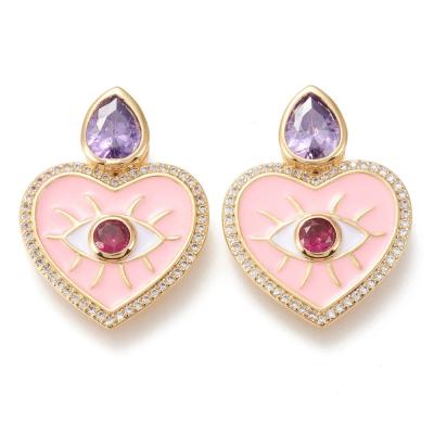 Подвеска Сердце с глазом с вставкой из эмали, 28х21 мм