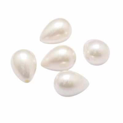 Бусина Жемчуг Shell Pearl имитация, капля, полупросверленный, белый, 21x15 мм, 30.61