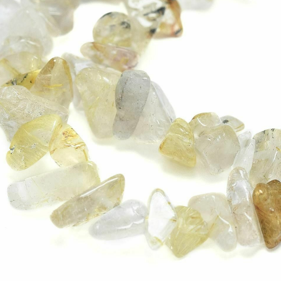Рутиловый кварц, наггет, 8х5 мм, нить 80 см