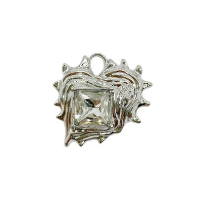 Подвеска Сердце с кристаллом, белое, серебристое, 22х20 мм, 27.25