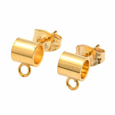 Швензы пусеты Трубочка, сталь, золотистый 8x5 мм, 0.С3.3