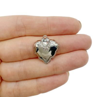 Подвеска Сердце, прозрачное, серебристое, 22х20 мм, 27.48