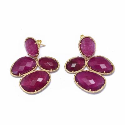 Серьги с камнями, фуксия, 40 мм 18.110