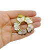 Подвеска крупная Цветок перламутр черный, золотистая, 50 мм