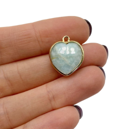 Подвеска Сердце, амазонит, 18х16 мм, 9.77