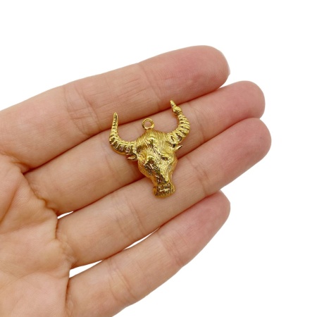 Подвеска Бык, сталь, золотистая 28x25 мм, 4.63