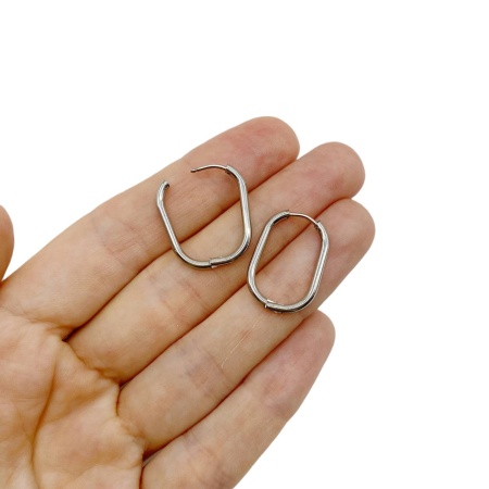 Серьги Конго, овальные сталь, 23х16 мм