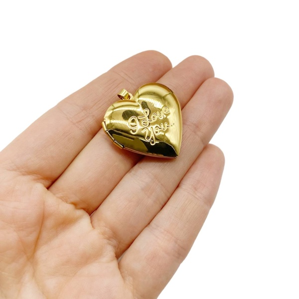 Подвеска Медальон Сердце I love you, сталь, золотистый 29 мм, 0.ПС