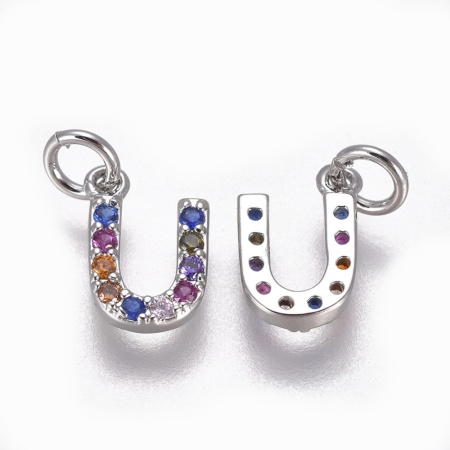 Подвеска Буква "U", серебристая, 9х6 мм, 12.51