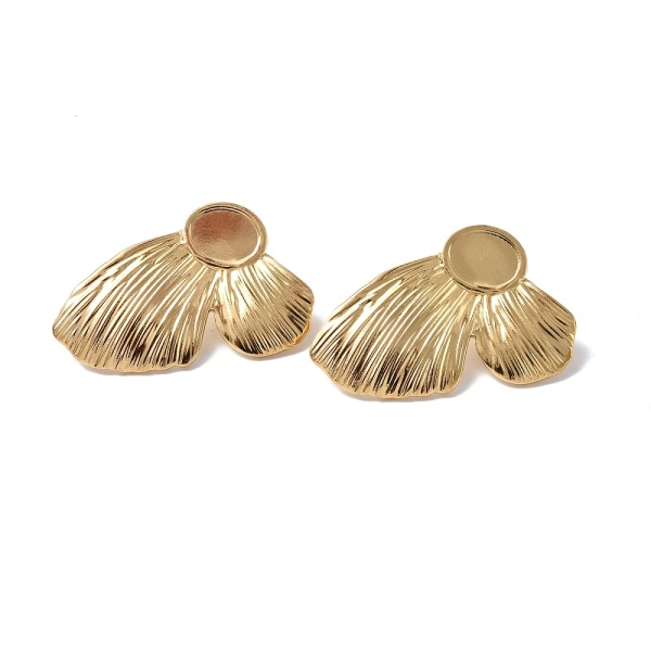 Серьги пусеты Крыло Бабочки с заглушками, золотистые, сталь, 37x24 мм, 17.28
