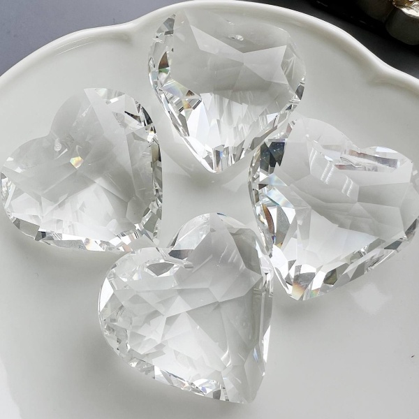 Подвеска Сердце стеклянное Граненое, 44x45.5 мм, УЦЕНКА, СС.12